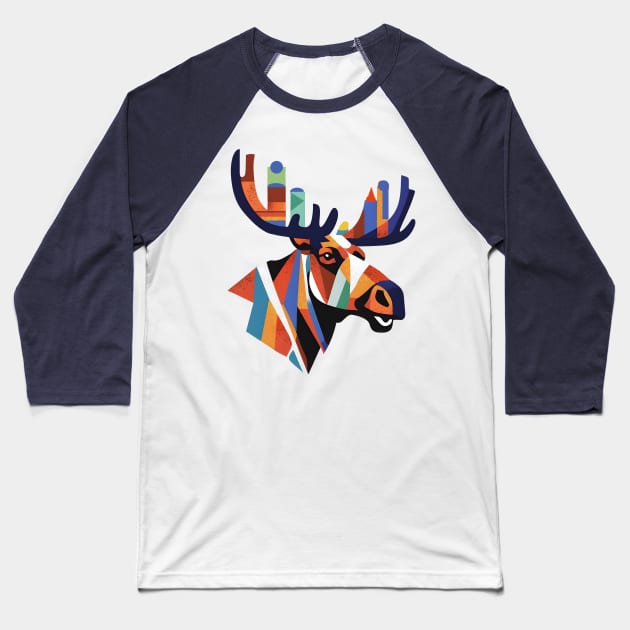 Moose abstract Baseball T-Shirt by Midcenturydave